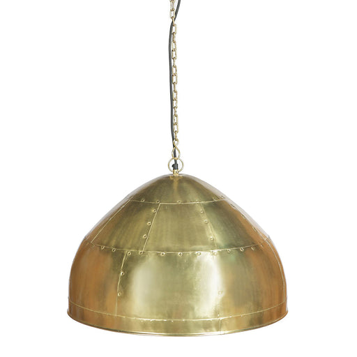 Buy Pendant Lights Australia P51 Medium 1 Light Iron Riveted Dome Pendant Antique Brass - ZAF10168BR