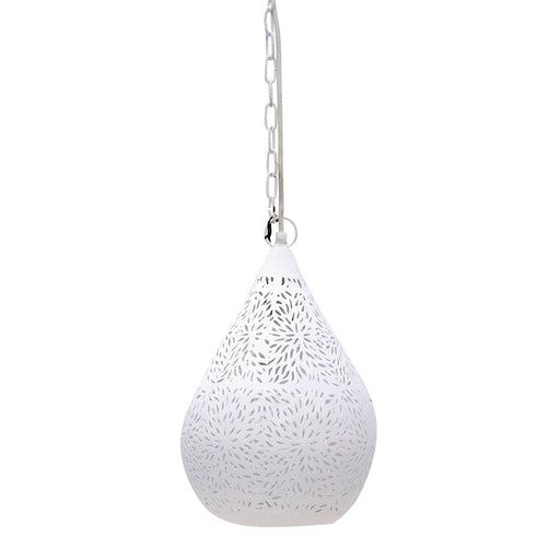Buy Pendant Lights Australia Aquarius Small 1 Light Perforated Teardrop Pendant White - ZAF10225WH