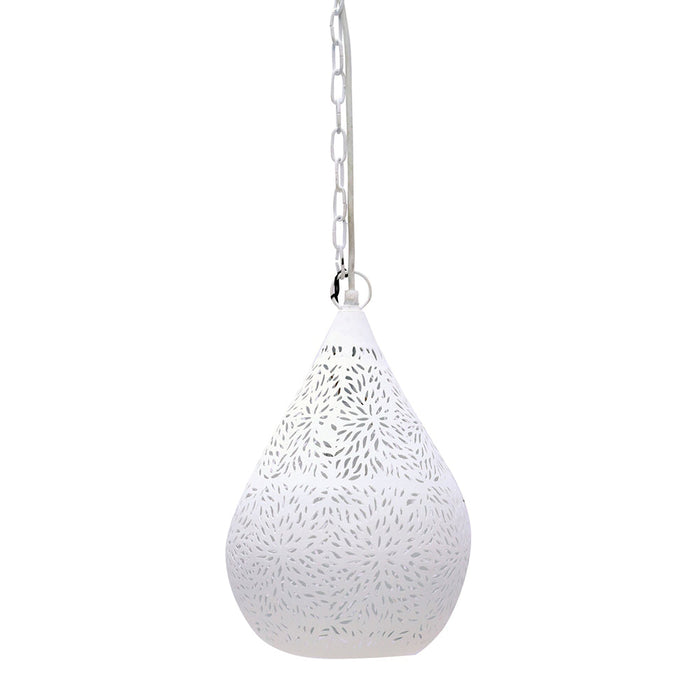 Buy Pendant Lights Australia Aquarius Small 1 Light Perforated Teardrop Pendant White - ZAF10225WH