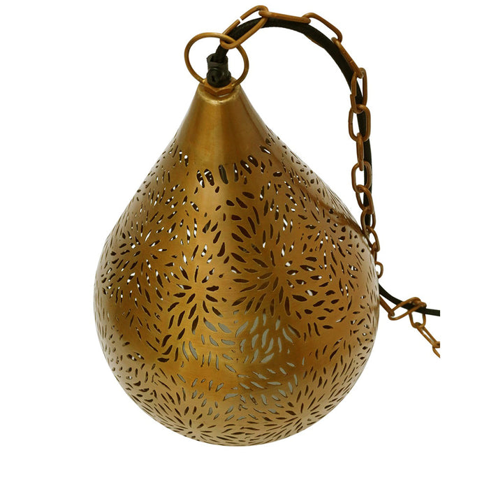 Buy Pendant Lights Australia Aquarius Small 1 Light Perforated Teardrop Pendant Brass - ZAF10419