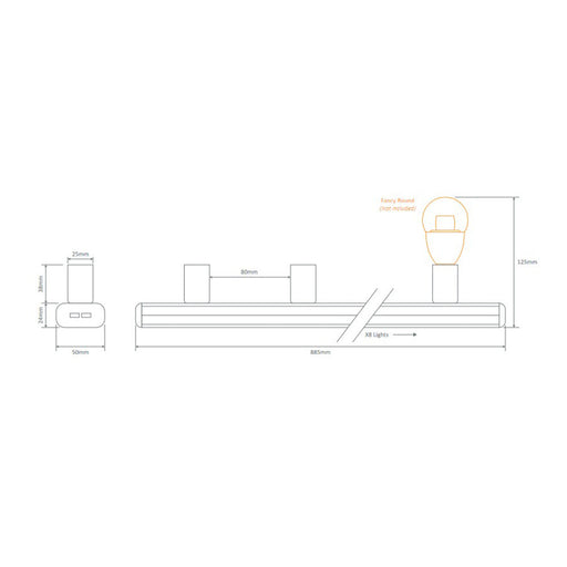 Buy Bathroom Vanity Lights Australia Hollywood Bathroom Vanity 8 Lights Satin Chrome Aluminium - 16359