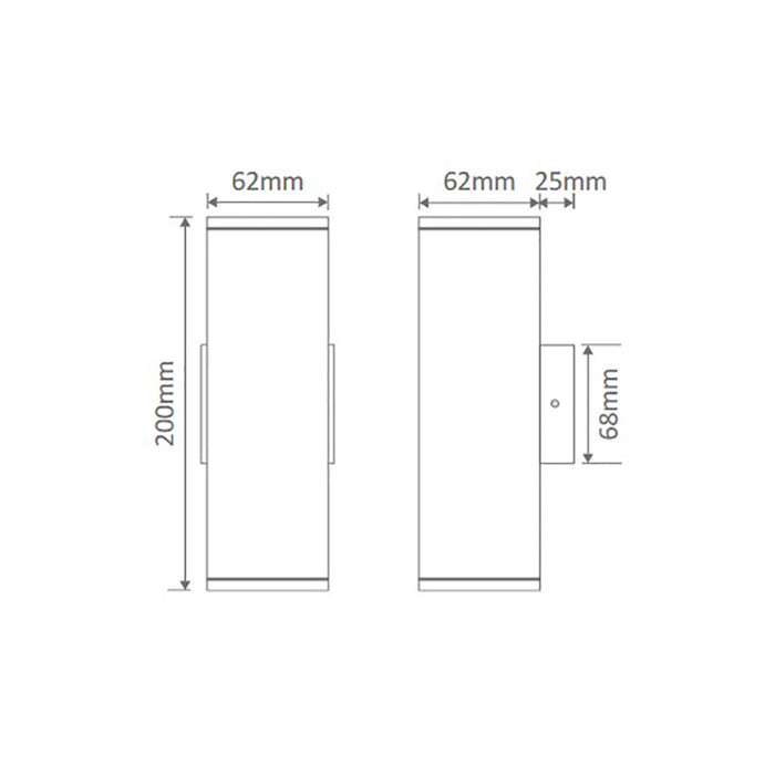 Buy Up / Down Wall Lights Australia Alpha Up & Down Wall 2 Lights Aluminium 5000K - 19403