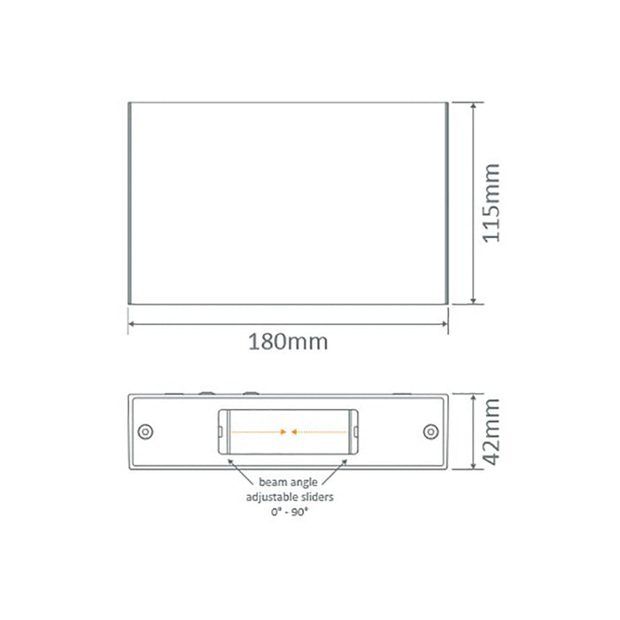 Buy Up / Down Wall Lights Australia Sierra Square Up & Down Wall 2 Lights Dark Grey Aluminium 5000K - 19637