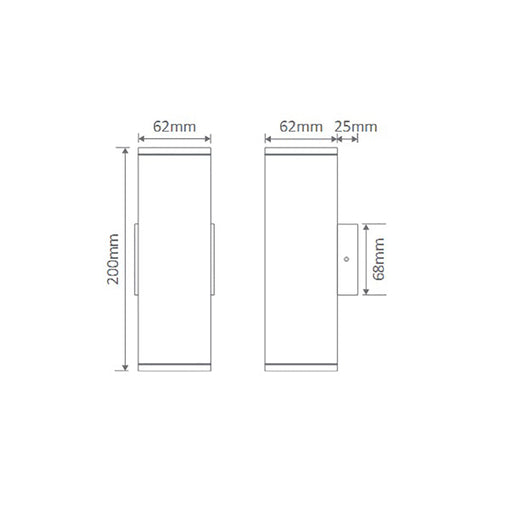 Buy Up / Down Wall Lights Australia Alpha Up & Down Wall 2 Lights 12W Aluminium 3CCT - 19133