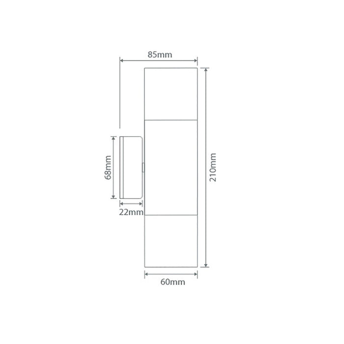 Buy Up / Down Wall Lights Australia Shadow Up & Down Wall 2 Lights Stainless Steel 3CCT - 49030