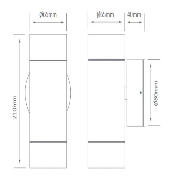 Buy Up / Down Wall Lights Australia Elite Up & Down Wall 2 Lights 12W Aluminium 3CCT - 19142