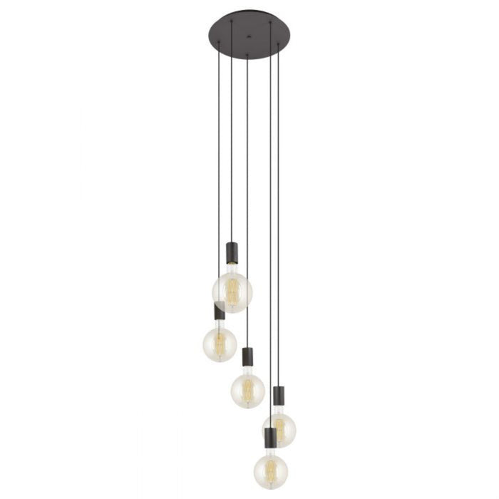 Buy Cluster Pendants Australia Pozueta 5 Light Pendant Black Steel- 205161N