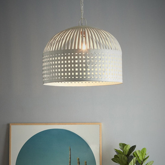 Buy Pendant Lights Australia Esch 1 Light Woven Iron Strips Large Pendant White - ZAF10108WH