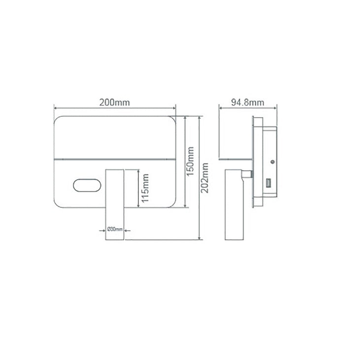 Buy Bedside Reading Lights Australia Charge Bedside Reading Light 4.5W Black 3000K - 22697