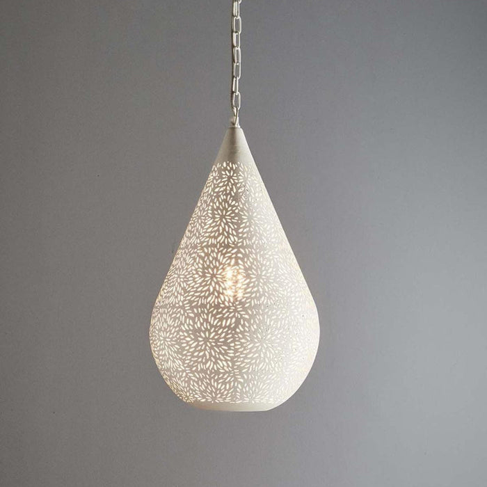 Buy Pendant Lights Australia Aquarius Medium 1 Light Perforated Teardrop Pendant White - ZAF10226WH