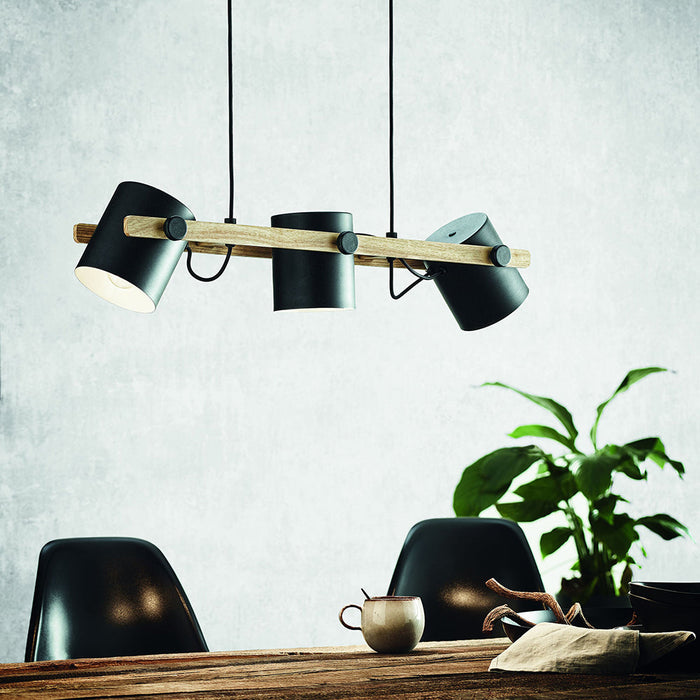 Buy Island Pendant Lights Australia Hornwood 3 Light Pendant Black, Cream & Brown - 43045