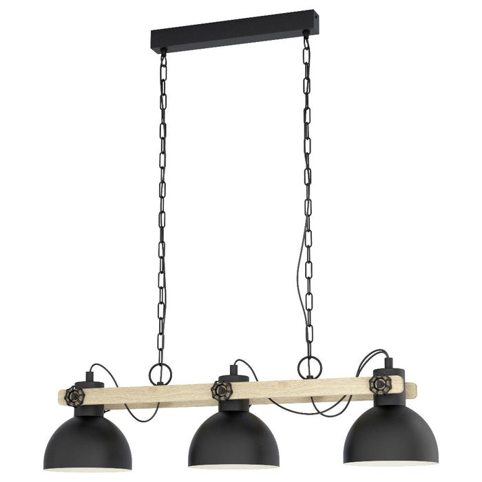Buy Island Pendant Lights Australia Lubenham 3 Light Island Pendant Black / Brown - 43163N