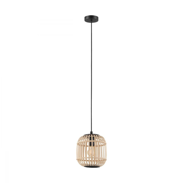 Buy Pendant Lights Australia Bordesley 1 Light Pendant Black & Natural 210mm - 43231N