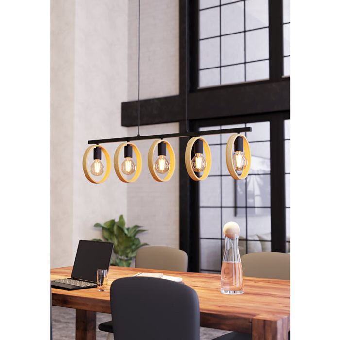 Buy Island Pendant Lights Australia Ipsden Island Pendant 5 Lights Brown / Black Wood - 43552N