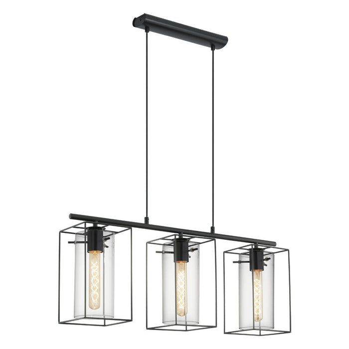 Buy Island Pendant Lights Australia Loncino 3 light Pendant Black & Black Transparent - 49496