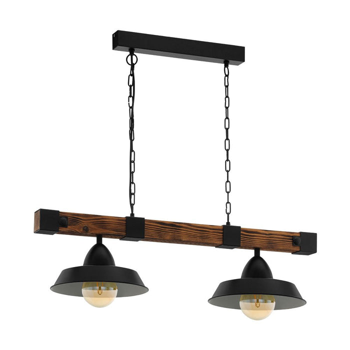 Buy Island Pendant Lights Australia Oldbury 2 Light Pendant Black and Rustic Brown - 49684