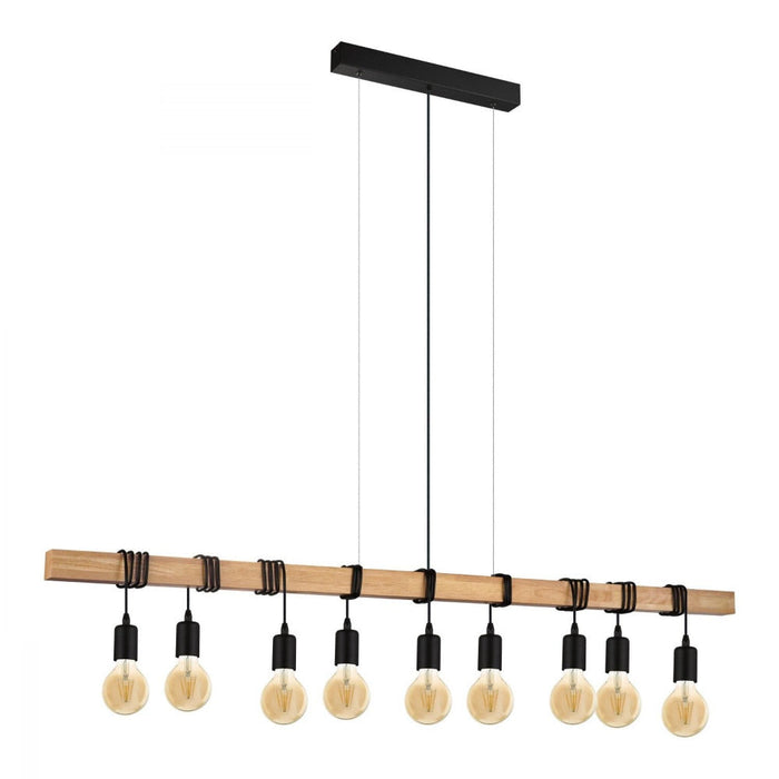 Buy Island Pendant Lights Australia Townshend 9 Light Pendant Black & Brown - 49744