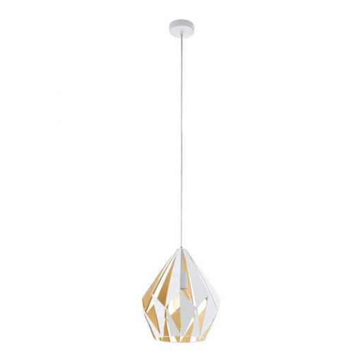 Buy Pendant Lights Australia Carlton 1 Light Pendant Medium White and Honey Gold Steel - 49932N