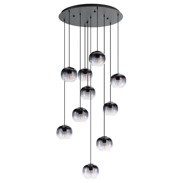 Buy Cluster Pendants Australia OILELLA Cluster Pendant 10 Lights Black Steel Black Grey Glass - 205649N