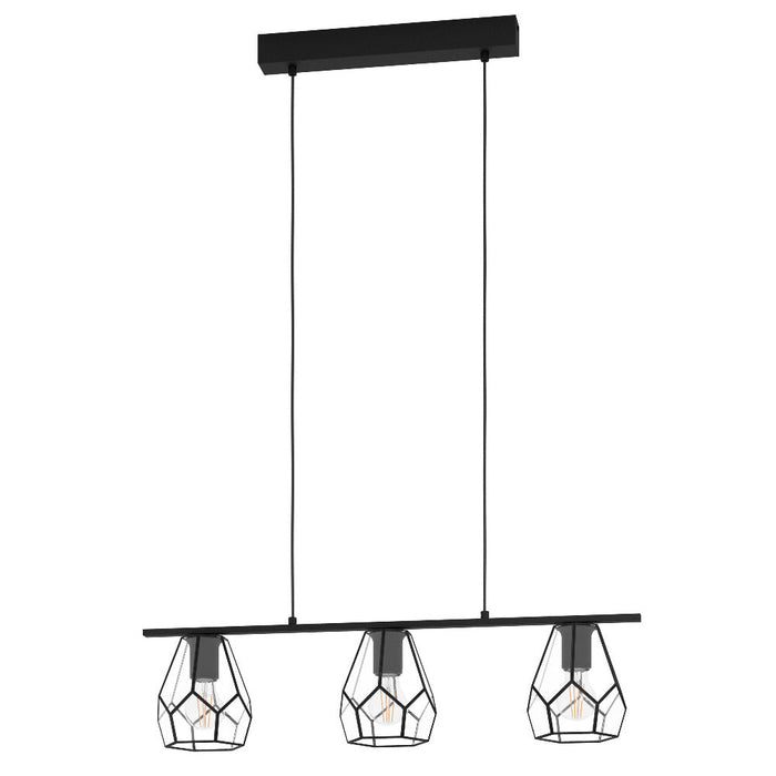 Buy Island Pendant Lights Australia MARDYKE Island Pendant 3 Lights Black Steel Clear Glass - 43644