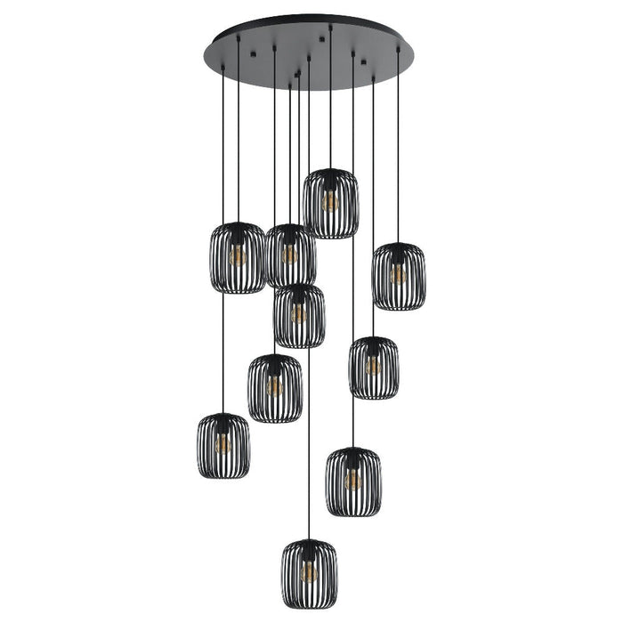 Buy Cluster Pendants Australia ROMAZZINA Cluster Pendant 10 Lights Black Steel - 205648N
