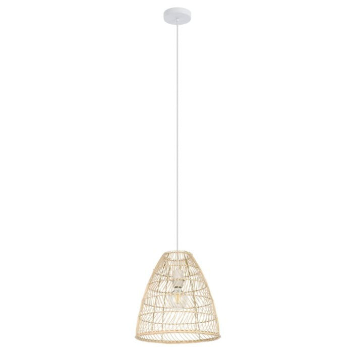 Buy Pendant Lights Australia AYESGARTH Pendant Light White Steel Natural Wood - 43866N