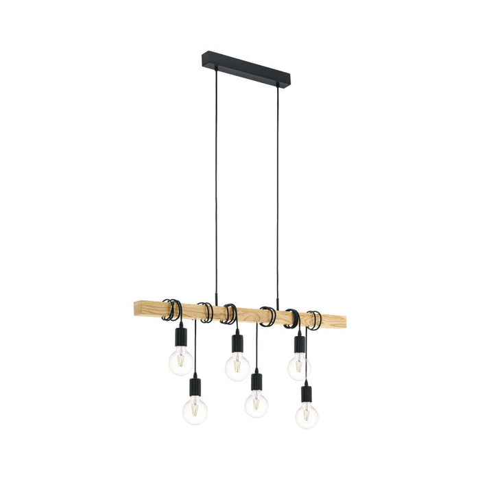 Buy Island Pendant Lights Australia Townshend 6 Light Pendant Black & Brown - 95499