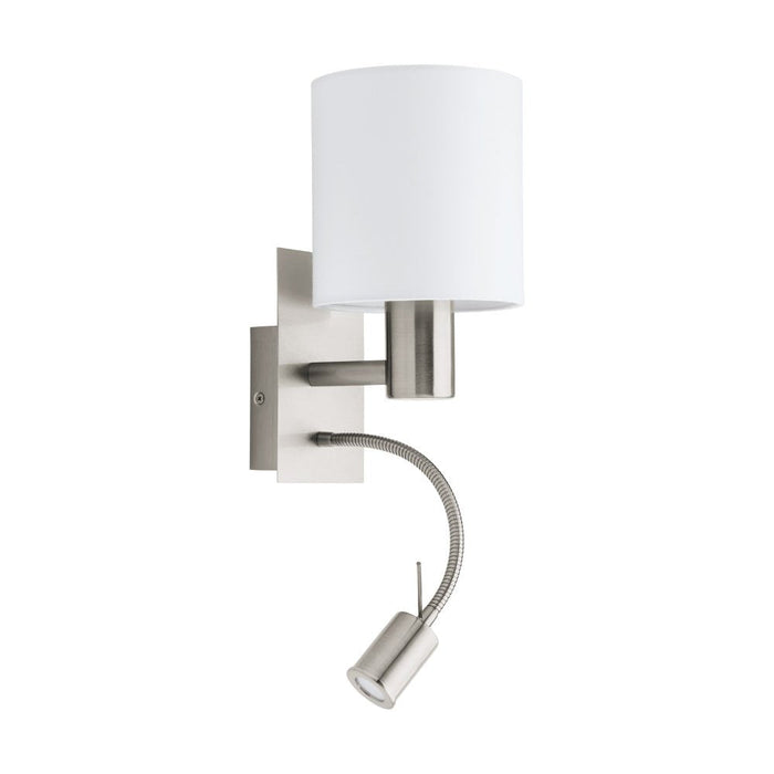 Buy Bedside Reading Lights Australia Pasteri 1 Light Wall Light and LED Satin Nickel & White - 96477