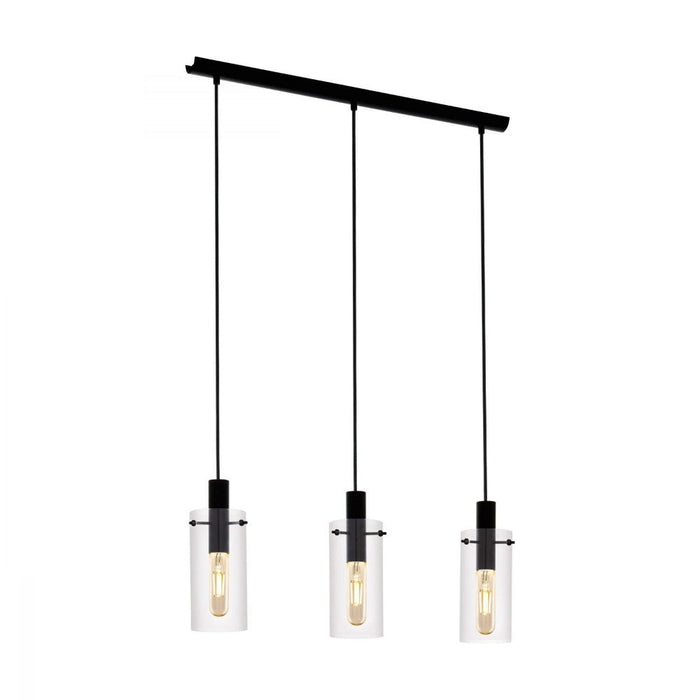 Buy Island Pendant Lights Australia Montefino 3 Light Pendant Black & Clear - 97367