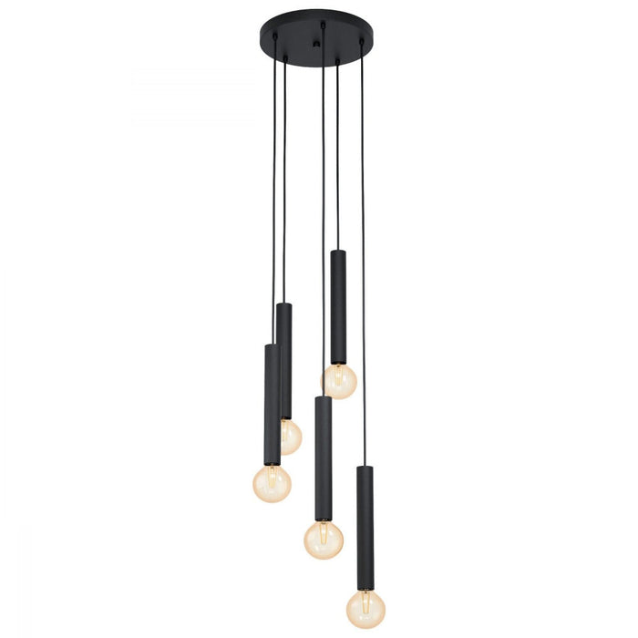 Buy Cluster Pendants Australia Cortenova 5 Light Pendant Black Steel - 98058