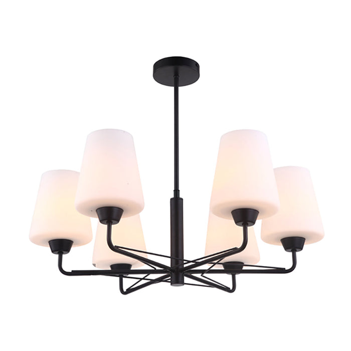 Buy Pendant Lights Australia Abbey 6 Light Matt Black With Opal Glass Pendant - ABBEY1