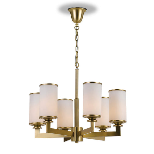 Buy Chandeliers Australia Ahern 6 Light Pendant Brass & Opal - AHERN PE6-BS+OP