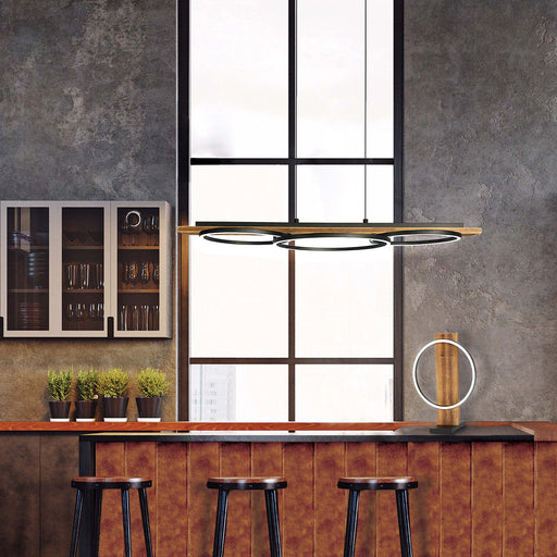 Buy LED Pendants Australia Boyal 3 Circle LED Pendant Light Brown Wood 3000K - 99625