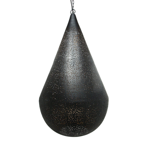 Buy Pendant Lights Australia Aquarius Large 1 Light Perforated Teardrop Pendant Black - ZAF11098BK