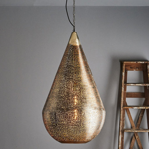 Buy Pendant Lights Australia Aquarius Large 1 Light Perforated Teardrop Pendant Nickel - ZAF11098NI