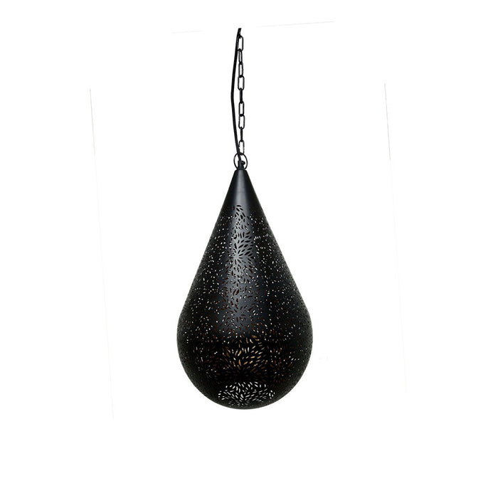 Buy Pendant Lights Australia Aquarius Medium 1 Light Perforated Teardrop Pendant Black - ZAF10226BK