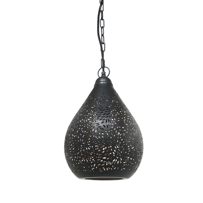 Buy Pendant Lights Australia Aquarius Small 1 Light Perforated Teardrop Pendant Black - ZAF10225BK