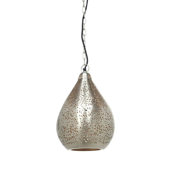 Buy Pendant Lights Australia Aquarius Small 1 Light Perforated Teardrop Pendant Nickel - ZAF10225NI