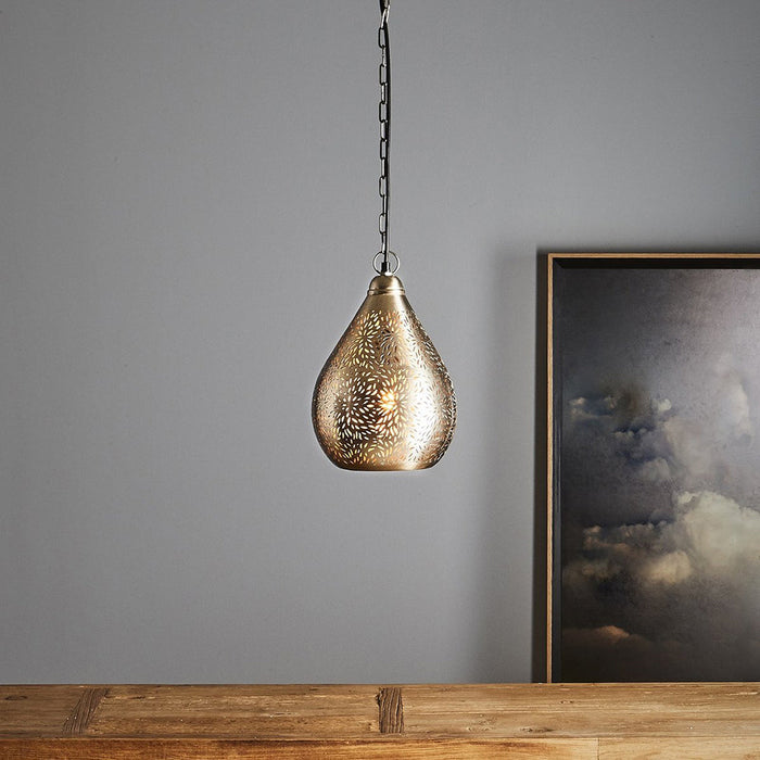 Buy Pendant Lights Australia Aquarius Small 1 Light Perforated Teardrop Pendant Nickel - ZAF10225NI