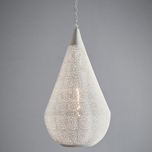 Buy Pendant Lights Australia Aquarius Large 1 Light Perforated Teardrop Pendant White - ZAF11098WH