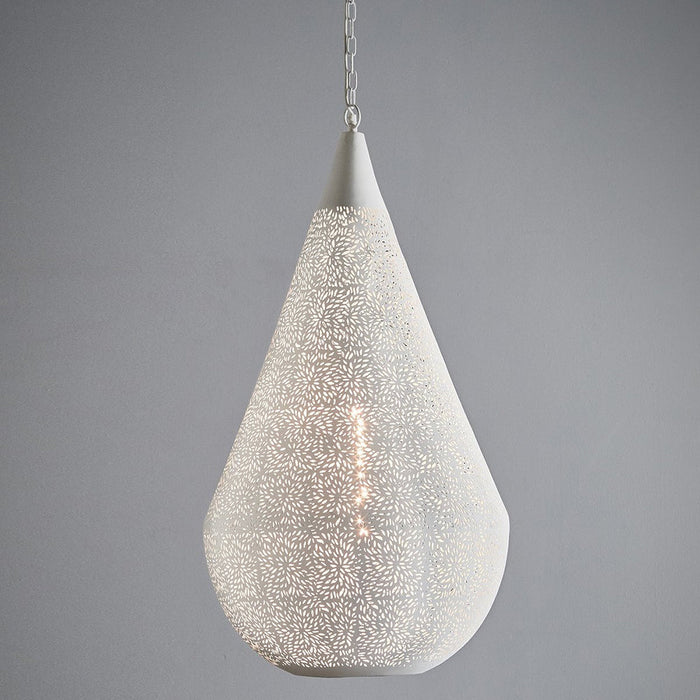 Buy Pendant Lights Australia Aquarius Large 1 Light Perforated Teardrop Pendant White - ZAF11098WH