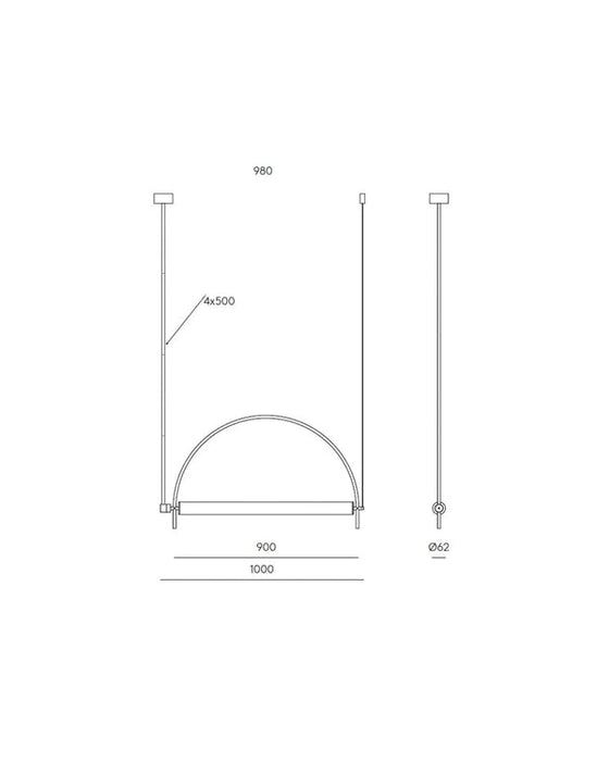Arc LED Pendant Light 20W 3000K Matte Brass - ARO.C1292/ORO