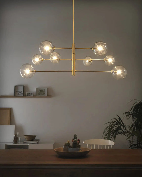 Atom Pendant Light Matte Brass & Clear - ARO.C1214/8/ORO/CLR
