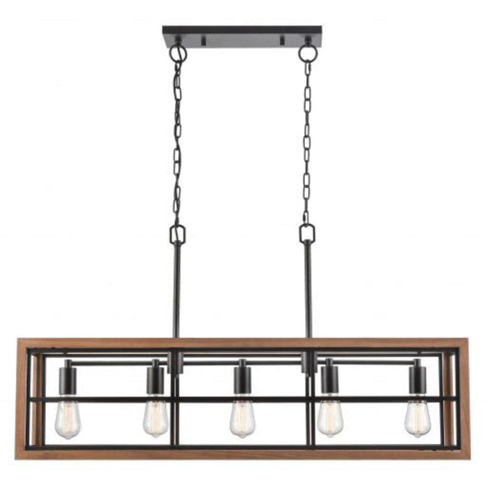 Buy Island Pendant Lights Australia BANQUET Island Pendant 5 Lights Bronze Wood / Iron- BANQUET1