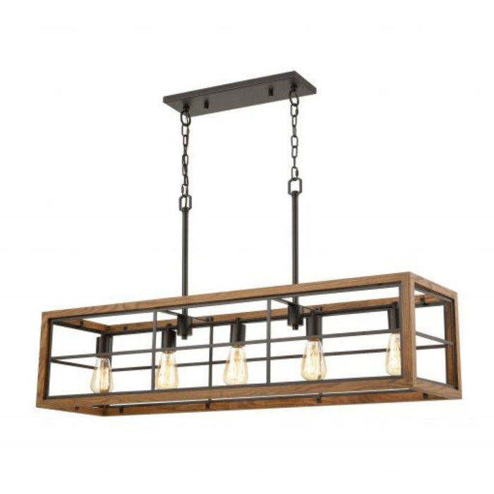 Buy Island Pendant Lights Australia BANQUET Island Pendant 5 Lights Bronze Wood / Iron- BANQUET1