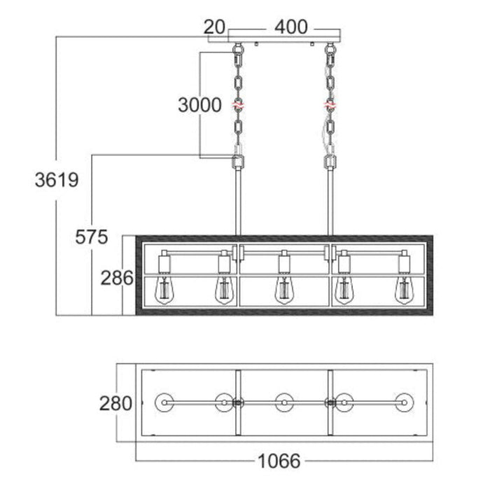 Buy Island Pendant Lights Australia BANQUET Island Pendant 5 Lights Bronze Wood / Iron- BANQUET1