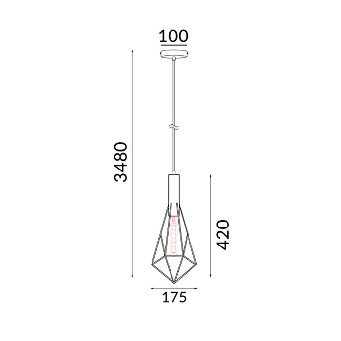 Buy Pendant Lights Australia WHITEBAND White Iron Cage 1 Light Diamond Cage Pendant - WHITEBAND5