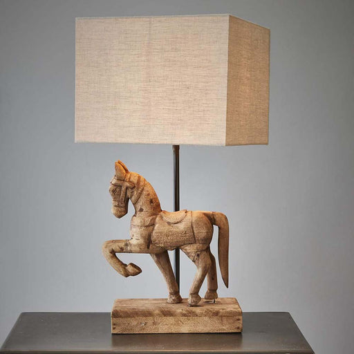 Buy Table Lamps Australia Bonnie Small Wooden Horse Table Lamp Base Only Dark Natural - ZAF14148A