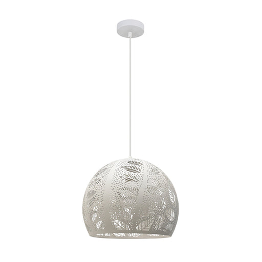 Buy Pendant Lights Australia Botanica 1 Light White Embossed Dome Shape Pendant - BOTANICA01