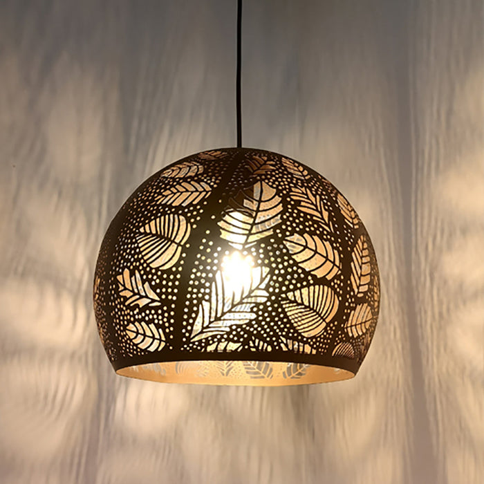 Buy Pendant Lights Australia Botanica 1 Light White Embossed Dome Shape Pendant - BOTANICA01